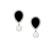 Load image into Gallery viewer, LOVE NO.12 ONYX DIAMOND EARRINGS WITH PEARLS
