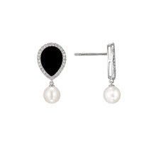 Load image into Gallery viewer, LOVE NO.12 ONYX DIAMOND EARRINGS WITH PEARLS