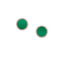 Load image into Gallery viewer, COLOUR HALO MALACHITE DIAMOND STUDS
