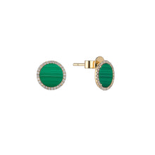 Load image into Gallery viewer, COLOUR HALO MALACHITE DIAMOND STUDS