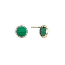 Load image into Gallery viewer, COLOUR HALO MALACHITE DIAMOND STUDS