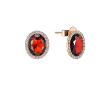 Load image into Gallery viewer, DELUXE OVAL GARNET DIAMOND EARRINGS
