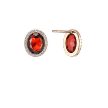 Load image into Gallery viewer, DELUXE OVAL GARNET DIAMOND EARRINGS