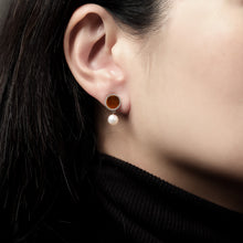 Load image into Gallery viewer, COLOUR HALO TIGER’S EYES EARRINGS WITH FLOATING PEARLS