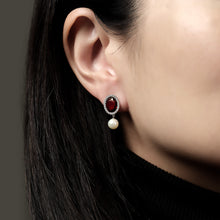 Load image into Gallery viewer, DELUXE OVAL GARNET DIAMOND EARRINGS WITH FLOATING PEARLS
