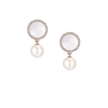 Load image into Gallery viewer, COLOUR HALO MOTHER-OF-PEARL EARRINGS WITH FLOATING PEARLS
