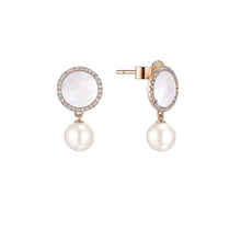 Load image into Gallery viewer, COLOUR HALO MOTHER-OF-PEARL EARRINGS WITH FLOATING PEARLS
