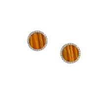 Load image into Gallery viewer, COLOUR HALO TIGER’S EYE DIAMOND STUDS
