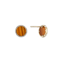 Load image into Gallery viewer, COLOUR HALO TIGER’S EYE DIAMOND STUDS
