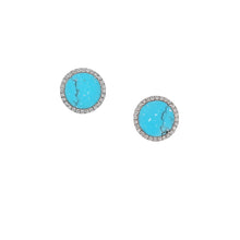 Load image into Gallery viewer, COLOUR HALO TURQUOISE DIAMOND STUDS
