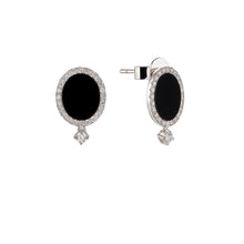 Load image into Gallery viewer, DELUXE OVAL ONYX DIAMOND EARRINGS
