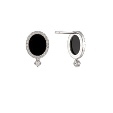 Load image into Gallery viewer, DELUXE OVAL ONYX DIAMOND EARRINGS
