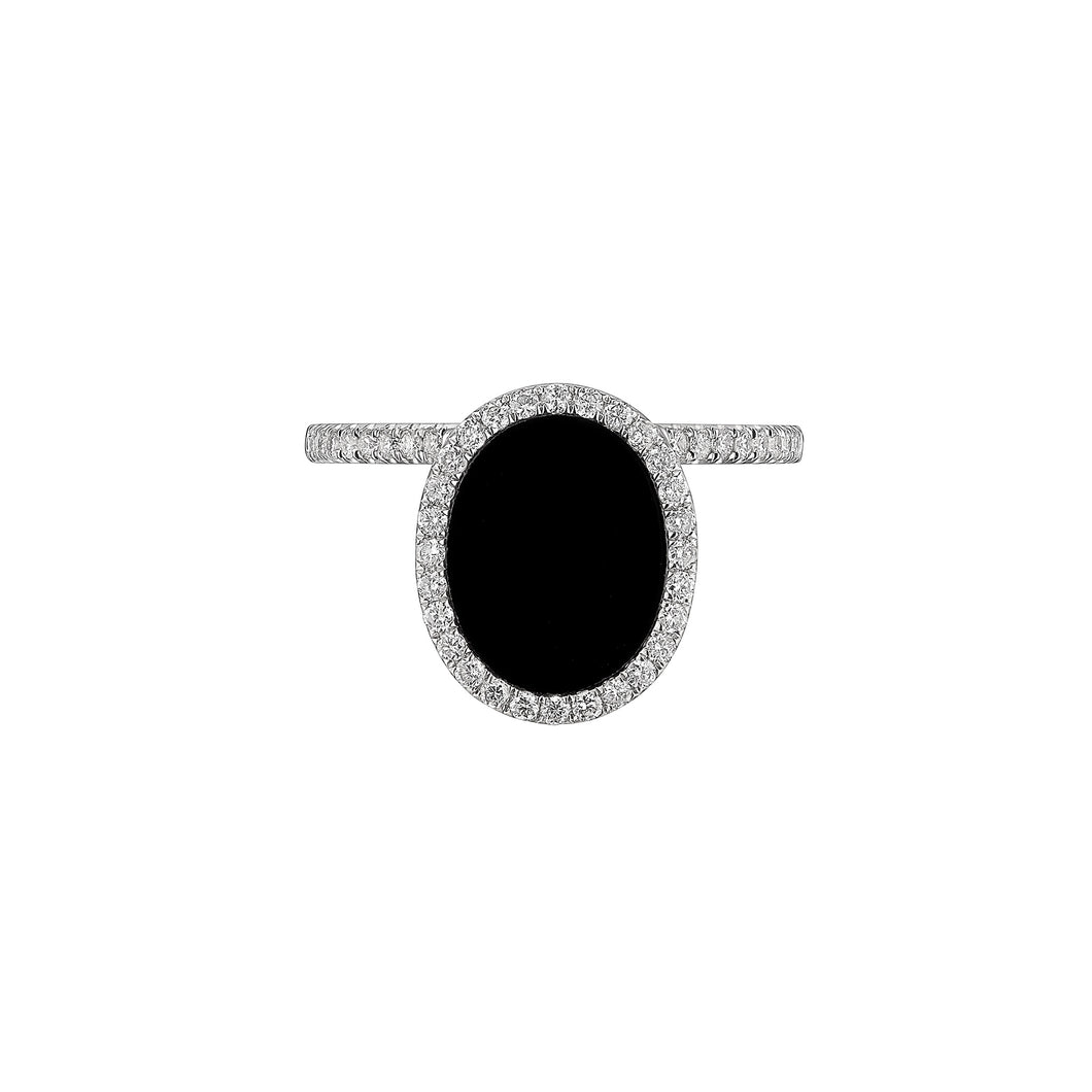 DELUXE OVAL ONYX DIAMOND RING