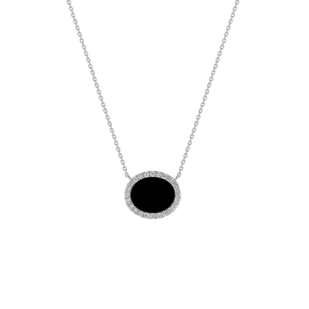 DELUXE OVAL ONYX DIAMOND NECKLACE