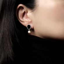 Load image into Gallery viewer, LOVE NO.12 ONYX DIAMOND EARRINGS WITH PEARLS
