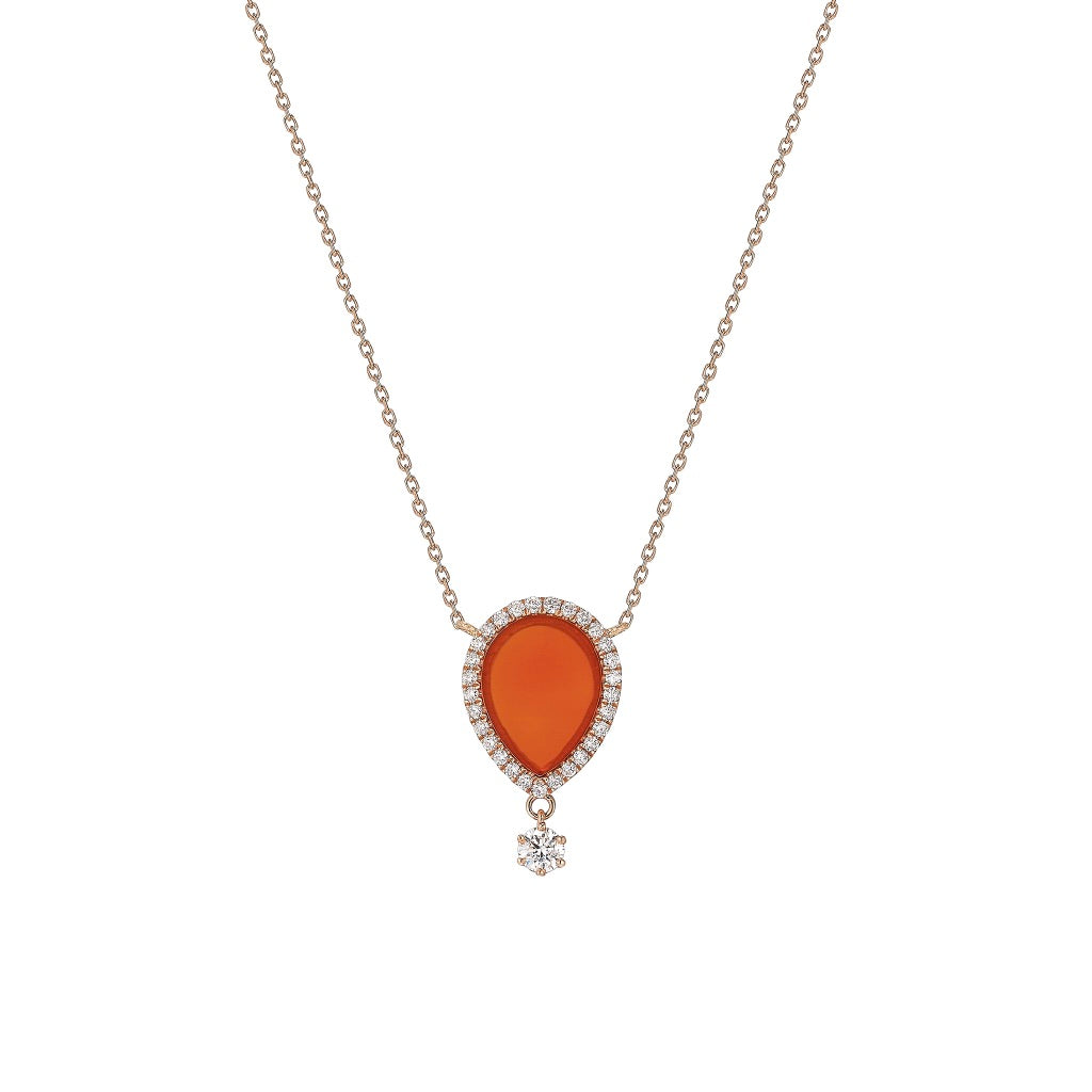 LOVE NO.12 CARNELIAN DIAMOND NECKLACE