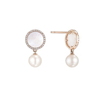 Load image into Gallery viewer, COLOUR HALO MOTHER-OF-PEARL EARRINGS WITH FLOATING PEARLS
